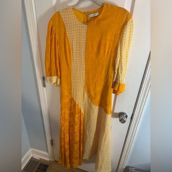 Rejina Pyo yellow Printed Dylan midi Dress size 10 - Picture 5 of 12